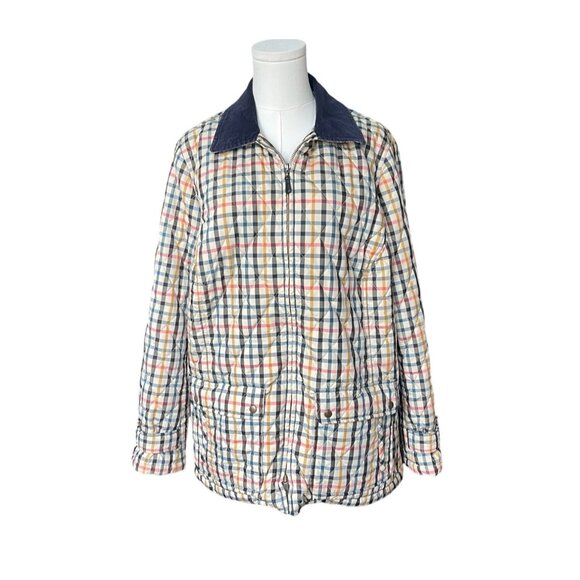 Talbots Quilted Lightweight Jacket Size 1X XL Plaid Full Zip Casual Preppy - Picture 1 of 9